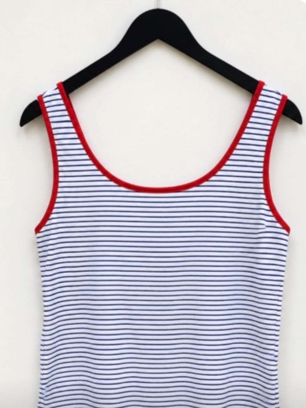 Striped Red White & Blue Tank Top XL Stretch Patriotic Summer - Picture 2 of 3